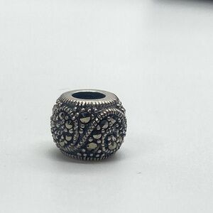 Persona 925 Sterling Silver & Marcasite Stone Swirl Design Charm Bead